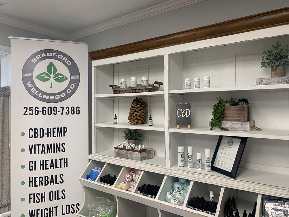 CBD products inside the Scottsboro Alabama CBD Dispensary - Bradford Wellness Co